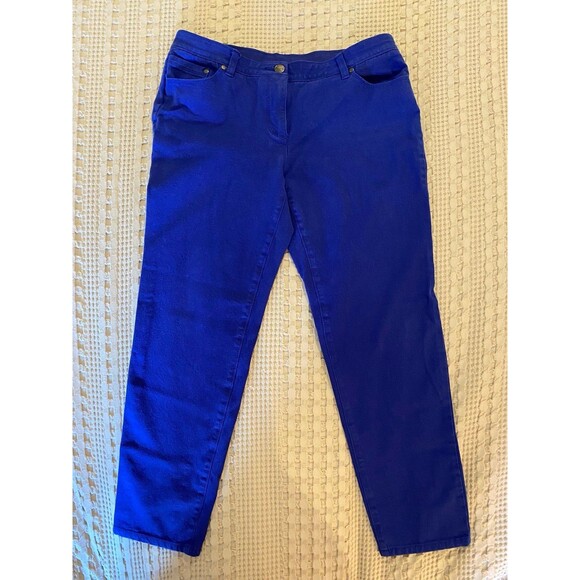 Chico’s So Slimming Womens Bright Blue Size 15R Cropped Pants Pockets - Picture 2 of 7